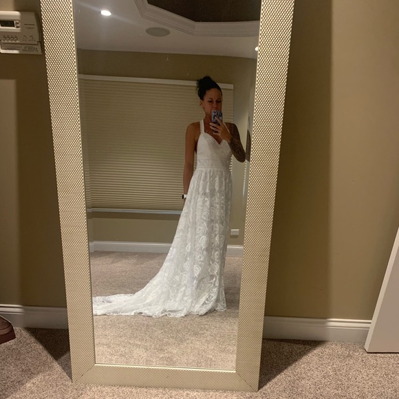 Size 4 white boho wedding dress lace - Picture 4 of 11